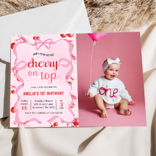 Invitation Coquette rose cerise sur le dessus Anniversaire ph