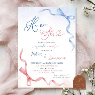Invitation Coquette rose et bleu Réveillez le genre de Bow