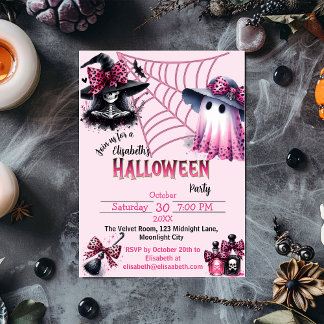 Invitation Coquette rose et noire Halloween
