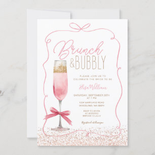 Invitation Coquette Rose Gold Brunch & Fête des mariées Bubbl
