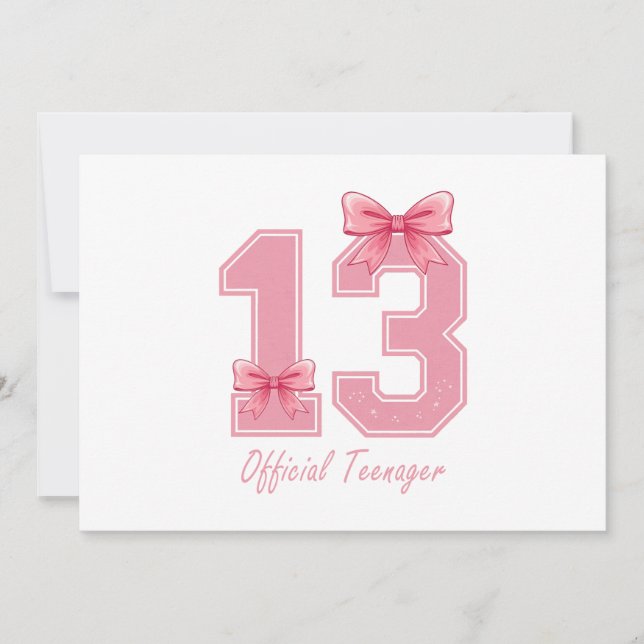 Invitation Coquette Rose officielle adolescente de 13 ans (Devant)