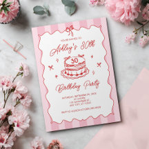 Coquette Rose Rayures Vintage Anniversaire Dessiné