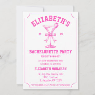 Invitation Coquette Rose Retro Country Club Bachelorette