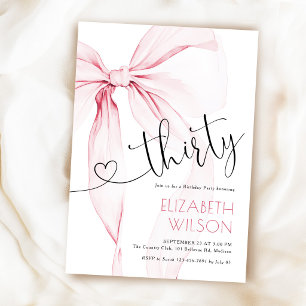 Invitation Coquette Ruban Rose 30e Anniversaire