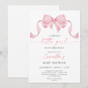 Invitation Coquette Sweet Little Girl Bow Baby shower frontal