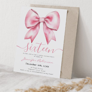 Invitation Coquette tendance Pink Blush Bow Sweet 16 Party