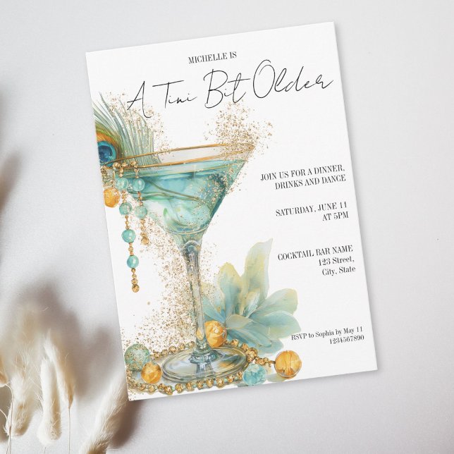 Invitation Coquette Un Martini Un Peu Plus Vieux Cocktail (Coquette A Tini Bit Older Martini Cocktail Invitation)