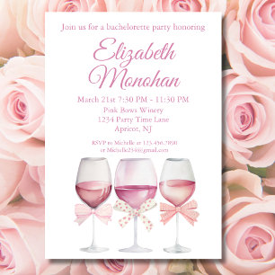 Invitation Coquette Vaches roses et Bachelorette de vin