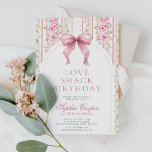 Invitation Coquette vintage Pink Bow Love Shack Anniversaire<br><div class="desc">Coquette vintage Pink Bow Love Shack Anniversaire Invitation</div>