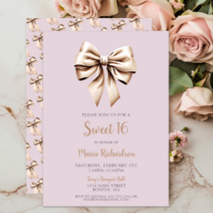 Invitation Coquette violet chic moderne Bow Sweet 16