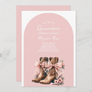 Invitation Coquette Western Boots Quinceanera Anniversaire