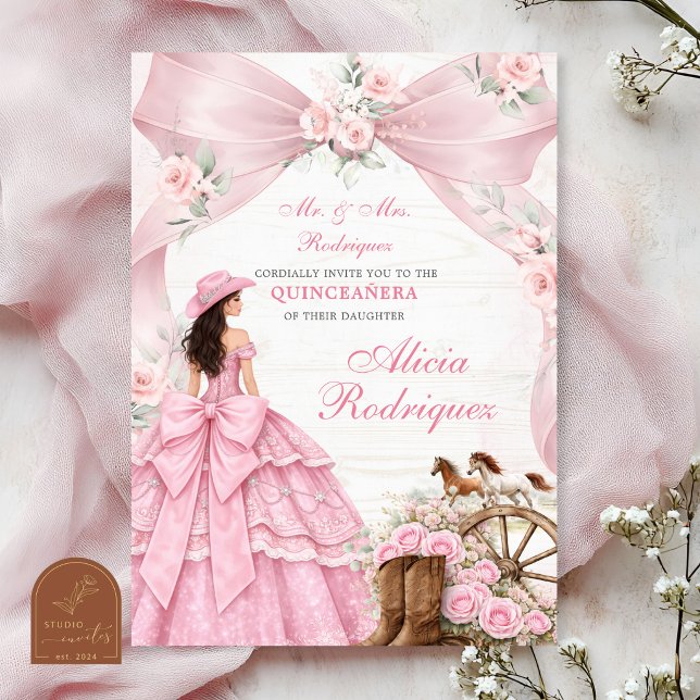 Invitation Coquette Western Charra Quinceanera Rub (Créateur téléchargé)