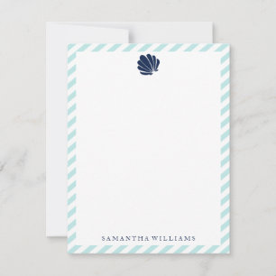 Invitation Coquillage bleu sur les rayures de menthe Notes de