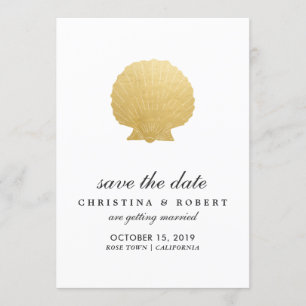 Invitation Coquillage Faux Papier D'Or Océan Faire Part de