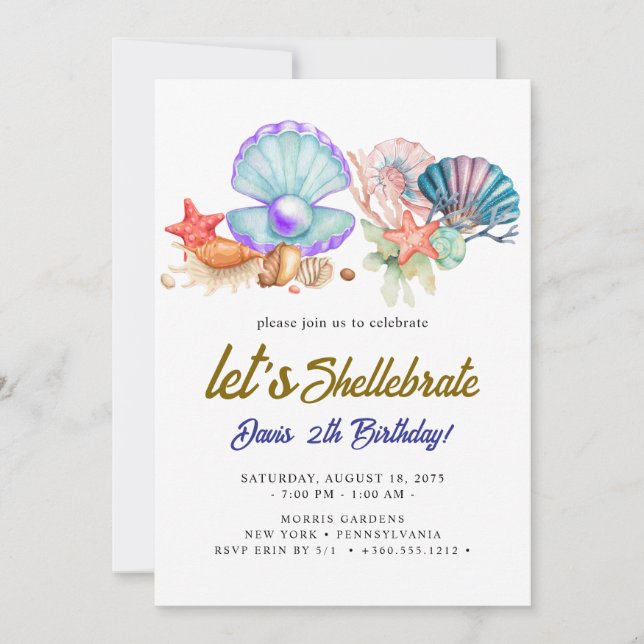 Invitation coquillages  Anniversaire  (Devant)