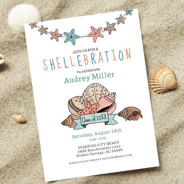 Invitation Coquillages avec photo Sortir du Grand Parti (Créateur téléchargé)