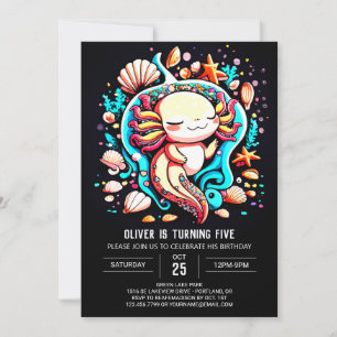 Invitation Coquillages Axolotl Whimsal Anniversaire