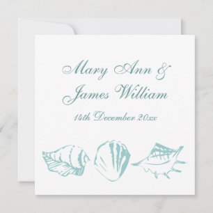 Invitation Coquillages bleus de mariage de plage