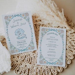 Invitation Coquillages Cloches de Mariage Fantaisiste Enterre