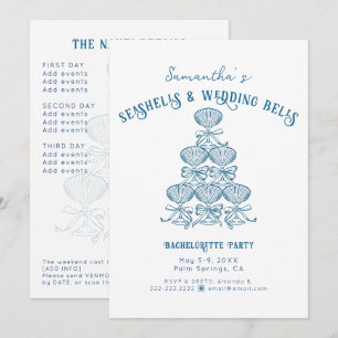Invitation Coquillages Cloches de mariage Fête de jeune fille