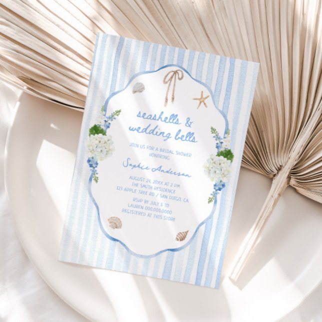 Invitation Coquillages & Cloches de mariage Réception de mari (Créateur téléchargé)