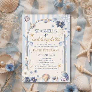 Invitation Coquillages & Cloches de Mariage Réception de Mari