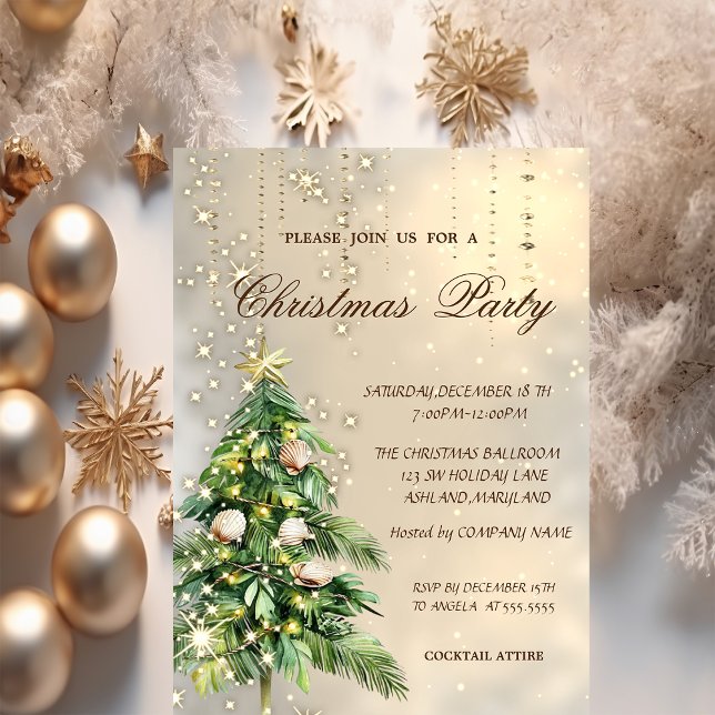 Invitation Coquillages d'arbre de Noël Fête de Noël (Créateur téléchargé)