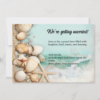 Invitation Coquillages de mariage sur la plage 3