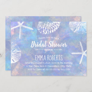 Invitation Coquillages de plage Elégante Fête des mariées aqu