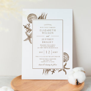 Invitation Coquillages de sable rustique Marine Ocean Beach M
