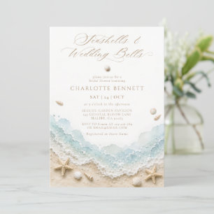 Invitation Coquillages et cloches de mariage Réception de mar