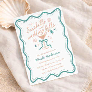 Invitation Coquillages et Cloches de Mariage Réception de Mar