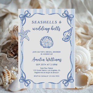 Invitation Coquillages et cloches de mariage Réception de mar