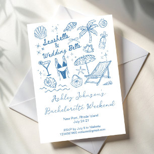 Invitation Coquillages et cloches de mariage Week-end d'enter