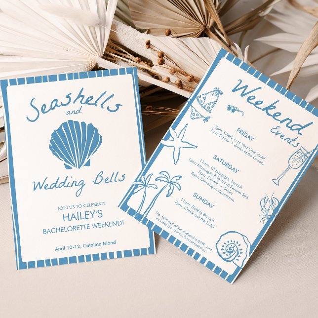 Invitation Coquillages et cloches Mariages Bachelorette (Seashells and Wedding Bells Bachelorette Invitation)