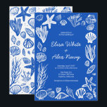 Invitation Coquillages Frame Beach Wedding Blue CUSTOM<br><div class="desc">Carte parfaite pour une faire-part de mariage amusante ! L'art fait main pour vous ! Parfait pour un mariage, une douche de nage en bord de mer, une fête de bachelorette, une fête de fiançailles ou un anniversaire. ENTIÈREMENT PERSONNALISABLE ! Cliquez sur "Personnaliser" ci-dessus pour modifier le texte. Cliquez sur...</div>