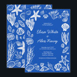 Invitation Coquillages Frame Beach Wedding Blue CUSTOM<br><div class="desc">Carte parfaite pour une faire-part de mariage amusante ! L'art fait main pour vous ! Parfait pour un mariage, une douche de nage en bord de mer, une fête de bachelorette, une fête de fiançailles ou un anniversaire. ENTIÈREMENT PERSONNALISABLE ! Cliquez sur "Personnaliser" ci-dessus pour modifier le texte. Cliquez sur...</div>