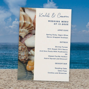 Invitation Coquillages Mariage côtier Menu Modèle