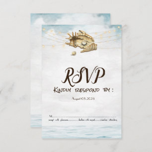 Invitation Coquillages, Mer, Éclairages de script RSVP