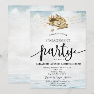 Invitation Coquillages, Mer, Fiançailles de script des lumièr