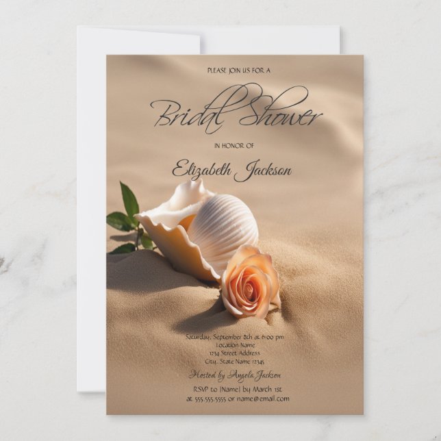 Invitation Coquillages Rose Sable Baby Shower (Devant)
