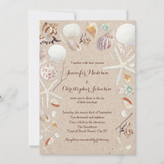 Invitation Coquillages & Starfish sur la plage Mariage