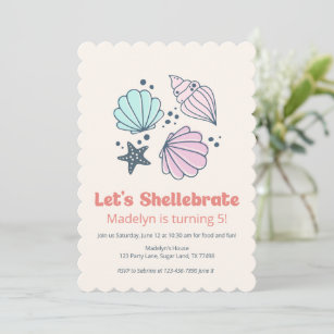 Invitation Coquille fête d'anniversaire Shellebrate Girls