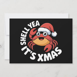 Invitation Coquille Oui C'est Xmas Noël Crabe Santa Chapeau
