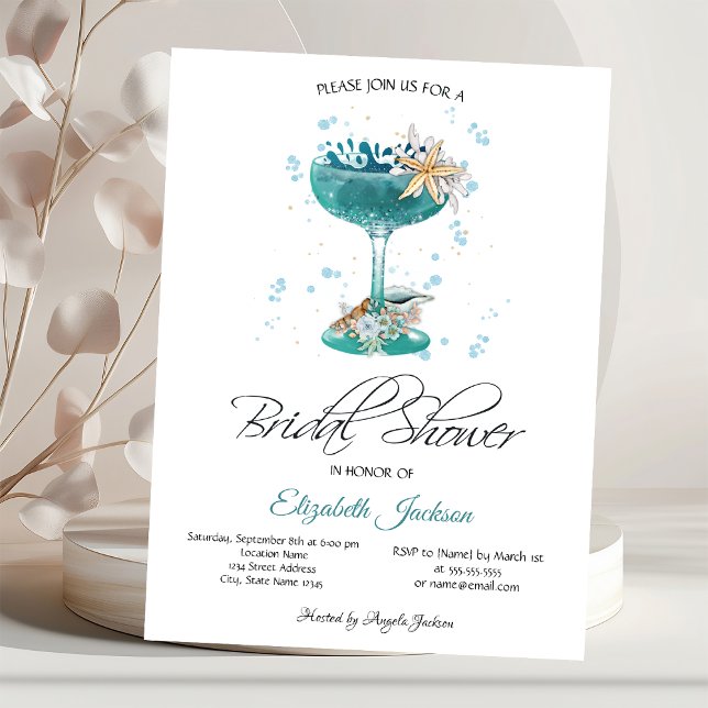 Invitation Coquilles de cocktail Shower de mariage d'été (Créateur téléchargé)