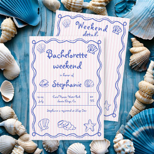 Invitation Coquilles de mer griffées à la main bachelorette r
