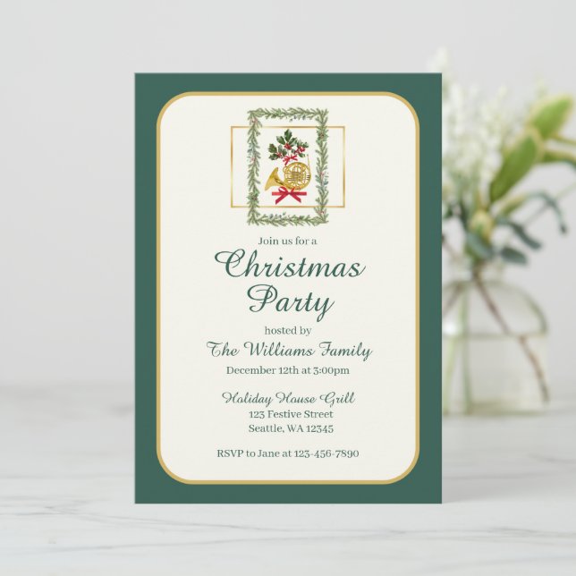 Invitation Cor d'harmonie élégant de Noël vert foncé (Debout devant)