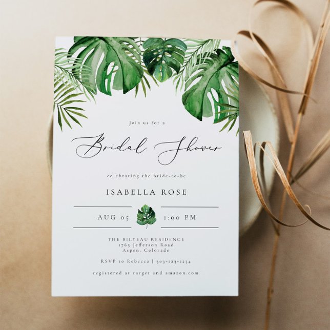 Invitation CORA- Fête des mariées Tropical Beach Palm Leaf (Créateur téléchargé)