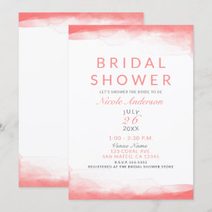 Invitation Corail Chaud Aquarelle Lumineuse Fête de Mariage M