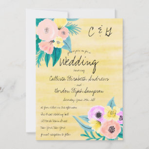 Invitation Corail de printemps Mariage d'aquarelle florale ja